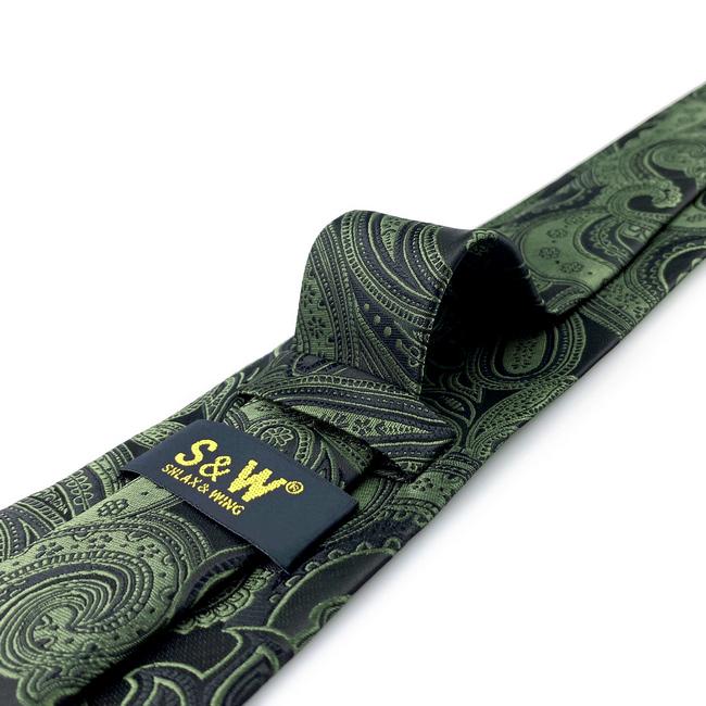 shlax & wing Y30 Deep green Paisley Silk Jacquard Woven Classic Fashion Men Necktie Tie Rebajas top
