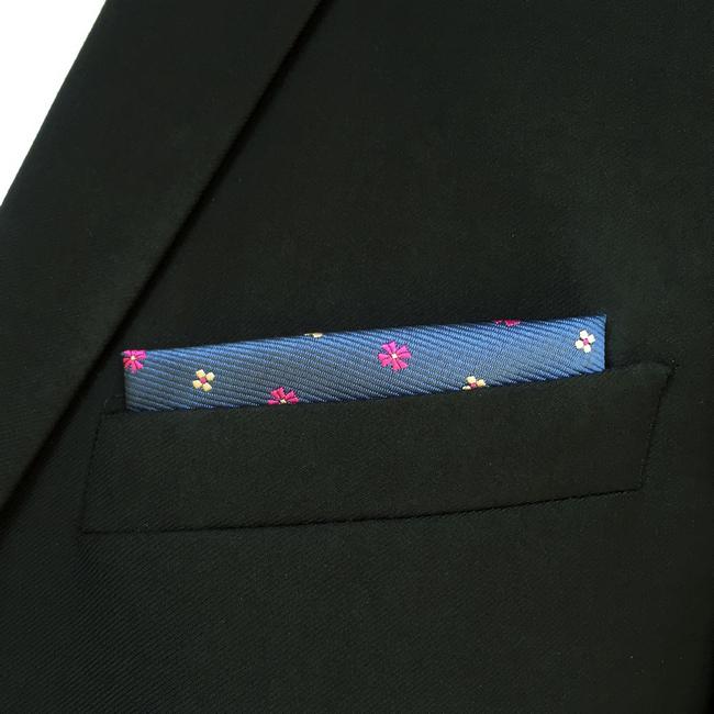 shlax & wing FH16 Blue Floral Mens Pocket Square Classic Fashion Handkerchief Acceossories Wedding Envío gratis