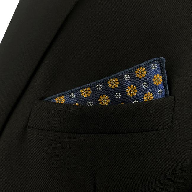 shlax & wing FH18 Blue Gold Floral Mens Pocket Square Classic Fashion Handkerchief Acceossories Wedding Envío gratis