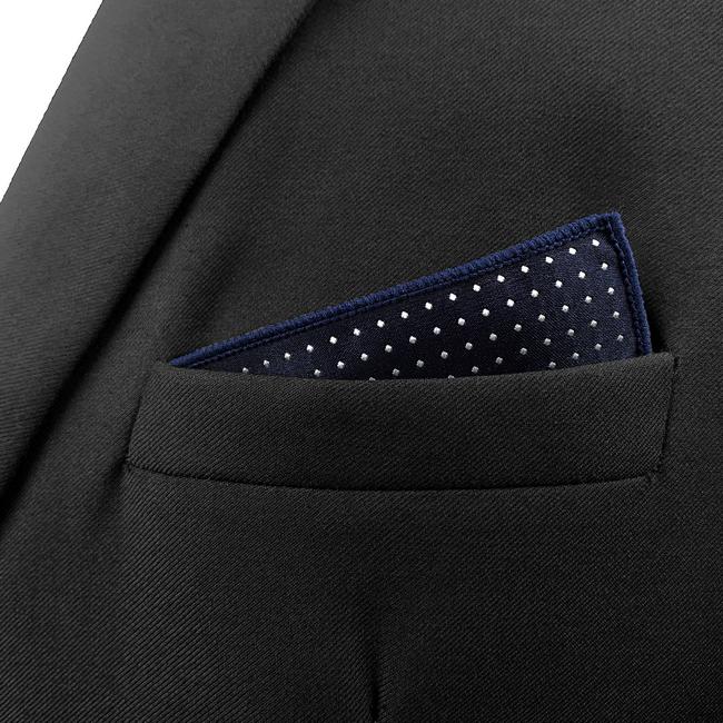 shlax & wing MH6 Dots Navy Dark Blue White Pocket Square Mens Neckties Jacquard Woven Últimos 3 días