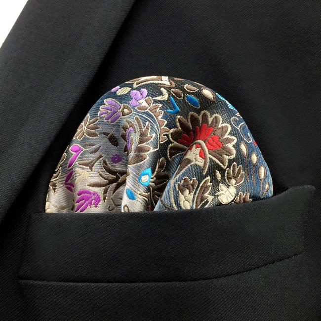 shlax & wing PH12 Floral multi-color Pocket Square Mens Neckties Jacquard Woven COMPRAR AHORA