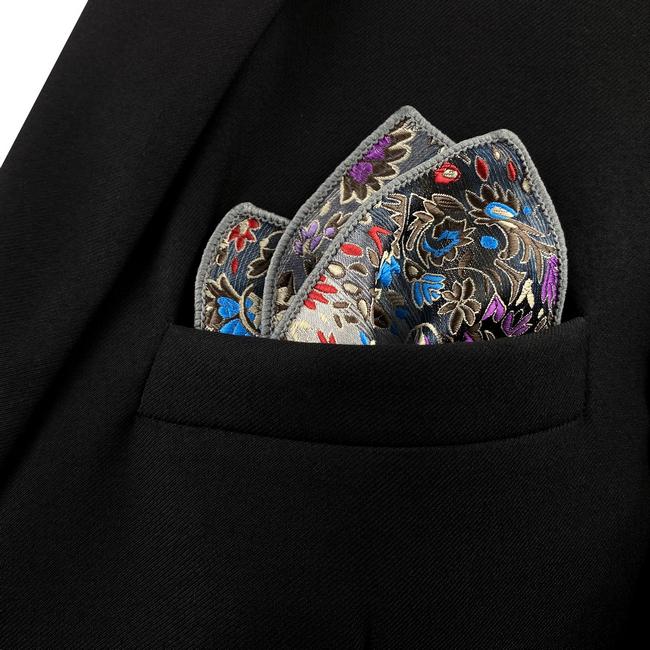 shlax & wing PH12 Floral multi-color Pocket Square Mens Neckties Jacquard Woven COMPRAR AHORA