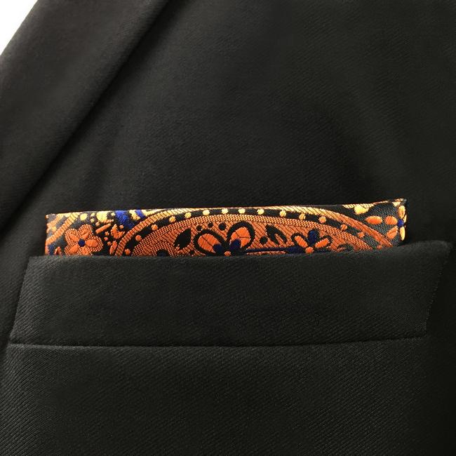 shlax & wing PH18 Paisley Red Orange orangered Blue Black Pocket Square Mens Neckties Jacquard Woven Últimos 2 días