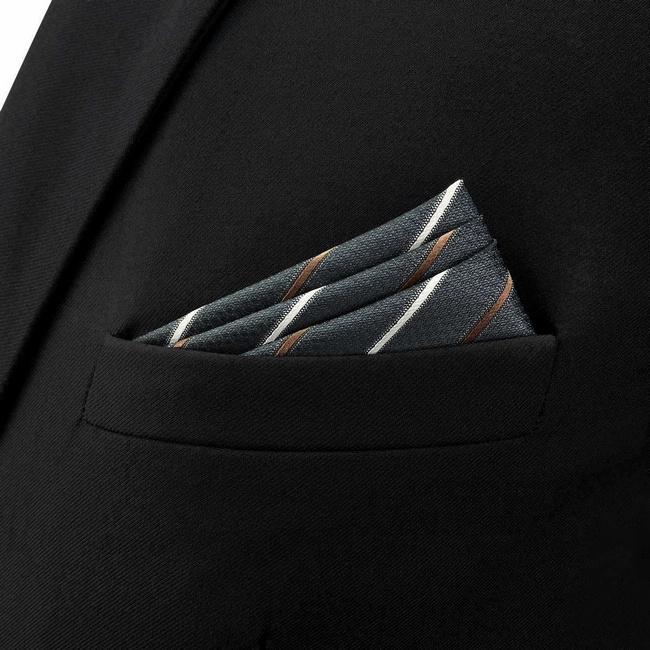 shlax & wing BH43 Dark Grey Striped Mens Pocket Square Business Classic Promoción por tiempo limitado