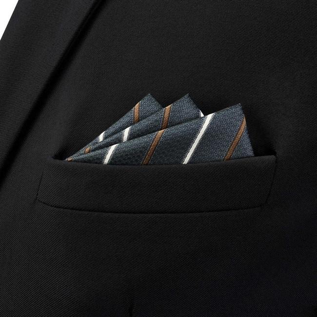 shlax & wing BH43 Dark Grey Striped Mens Pocket Square Business Classic Promoción por tiempo limitado