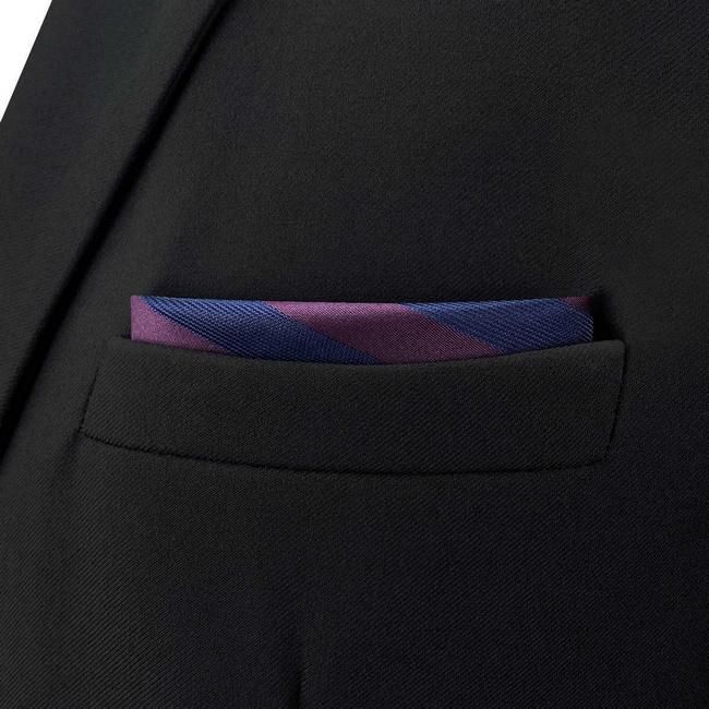 shlax & wing BH49 Grape Purple Navy Blue Striped Mens Pocket Square Fashion Party Handkerchief Gift Solo hoy