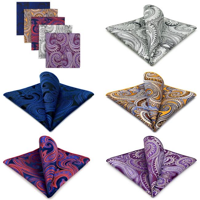 shlax & wing 5 Pieces Assorted Paisley Fashion Mens Pocket Square Classic Handkerchiefs Set 2-10 Promoción trimestral