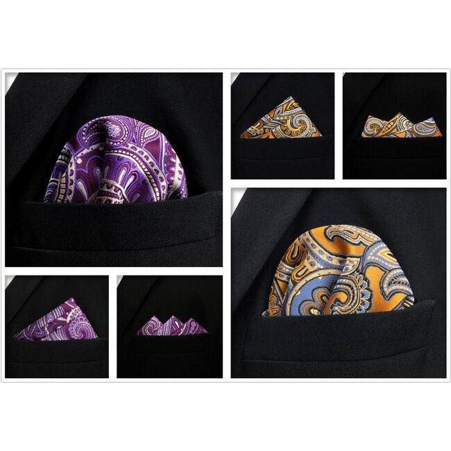 shlax & wing 5 Pieces Assorted Paisley Fashion Mens Pocket Square Classic Handkerchiefs Set 2-10 Promoción trimestral