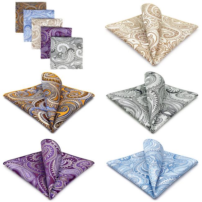 shlax & wing 5 Pieces Assorted Paisley Mens Pocket Square Fashion Classic Handkerchiefs Set 1-7 Grandes descuentos