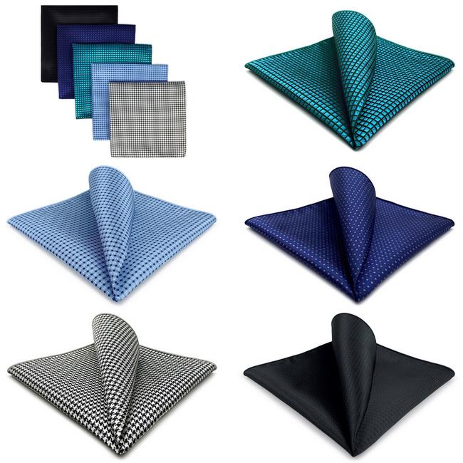 shlax & wing 5 Pieces Assorted Solid Color Fashion Mens Pocket Square Classic Handkerchiefs Set 2-19 Liquidación