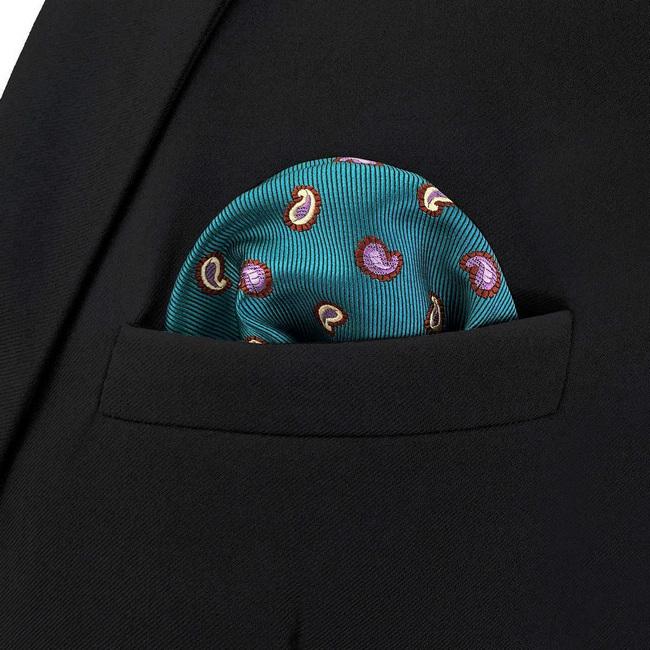 shlax & wing BH58 Blue Green Paisley Mens Pocket Square Fashion Business Wedding Handkerchief Gift Limitado a 3 días
