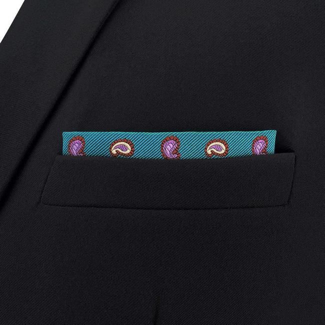 shlax & wing BH58 Blue Green Paisley Mens Pocket Square Fashion Business Wedding Handkerchief Gift Limitado a 3 días
