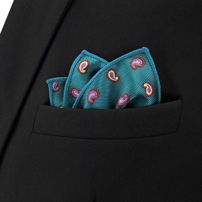 shlax & wing BH58 Blue Green Paisley Mens Pocket Square Fashion Business Wedding Handkerchief Gift Limitado a 3 días