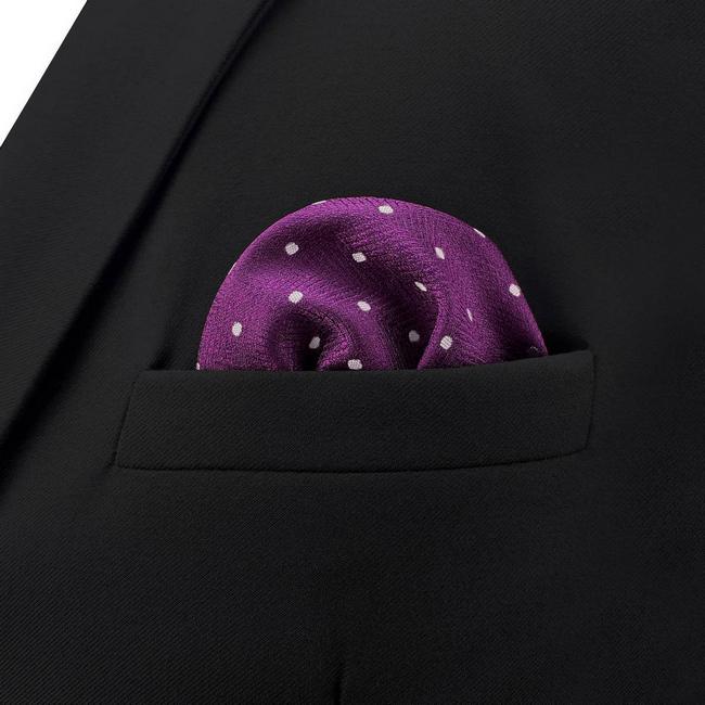 shlax & wing BH63 Dark Magenta Purple Dots Mens Pocket Square Classic Fashion Wedding Handkerchief Gift Ahorra y exporta