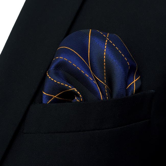 shlax & wing FH9 Blue Geometric Mens Pocket Square Dress Classic Handkerchief Party Gift En oferta