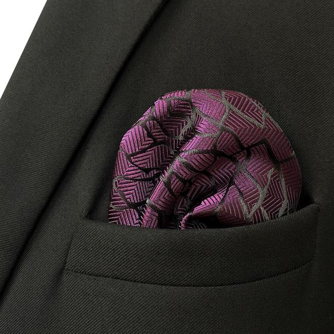 shlax & wing JH11 Purple Geometric Mens Pocket Square Wedding Fashion Handkerchief Accessories Gift Hanky Party Libre de impuestos