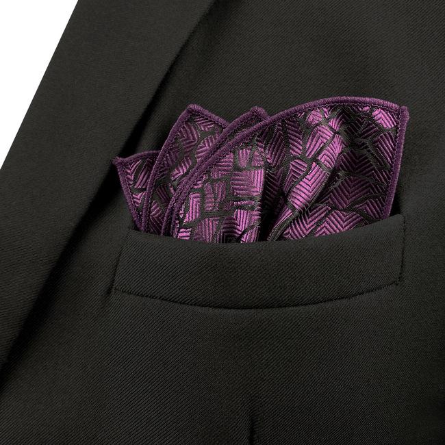 shlax & wing JH11 Purple Geometric Mens Pocket Square Wedding Fashion Handkerchief Accessories Gift Hanky Party Libre de impuestos