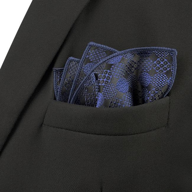 shlax & wing JH14 Navy Blue Pattern Mens Pocket Square Novelty Business Hanky Groom Party Handkerchief Accessories Última moda