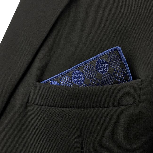 shlax & wing JH14 Navy Blue Pattern Mens Pocket Square Novelty Business Hanky Groom Party Handkerchief Accessories Última moda