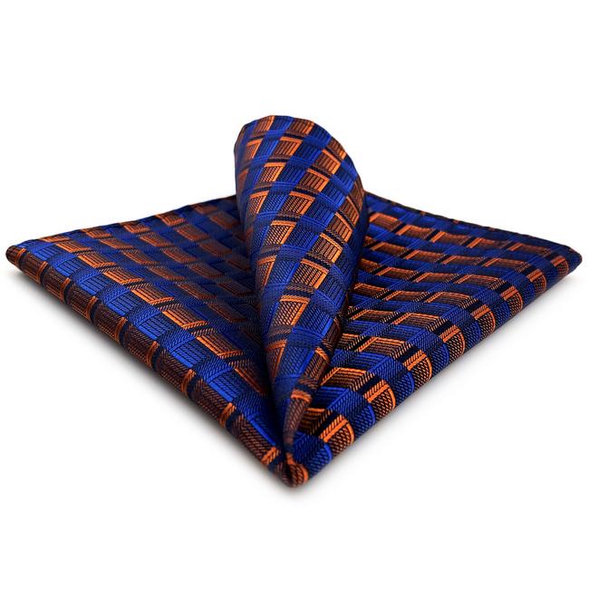 shlax & wing JH17 Blue Orange Striped Mens Pocket Square Fashion Classic Hanky Novelty Handkerchief Gift Descuento por venta flash