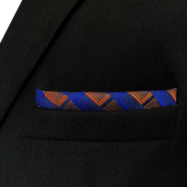 shlax & wing JH17 Blue Orange Striped Mens Pocket Square Fashion Classic Hanky Novelty Handkerchief Gift Descuento por venta flash