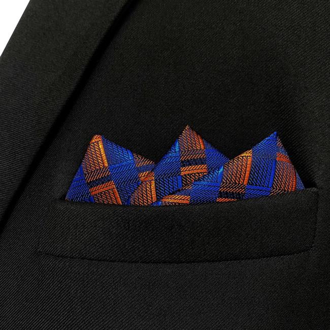 shlax & wing JH17 Blue Orange Striped Mens Pocket Square Fashion Classic Hanky Novelty Handkerchief Gift Descuento por venta flash