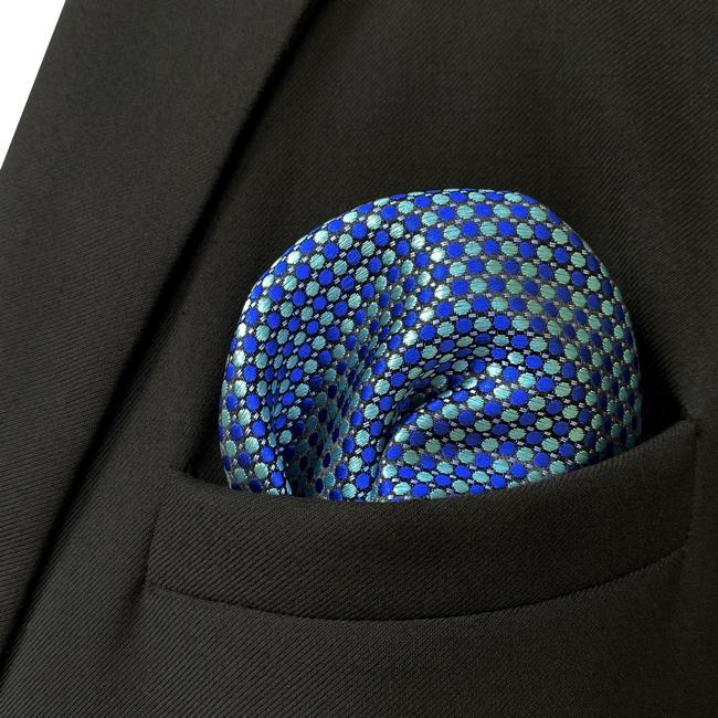 shlax & wing JH18 Blue Aqua Polka Dots Mens Pocket Square Fashion Party Hanky Classic Handkerchief Gift Ofertas de temporada