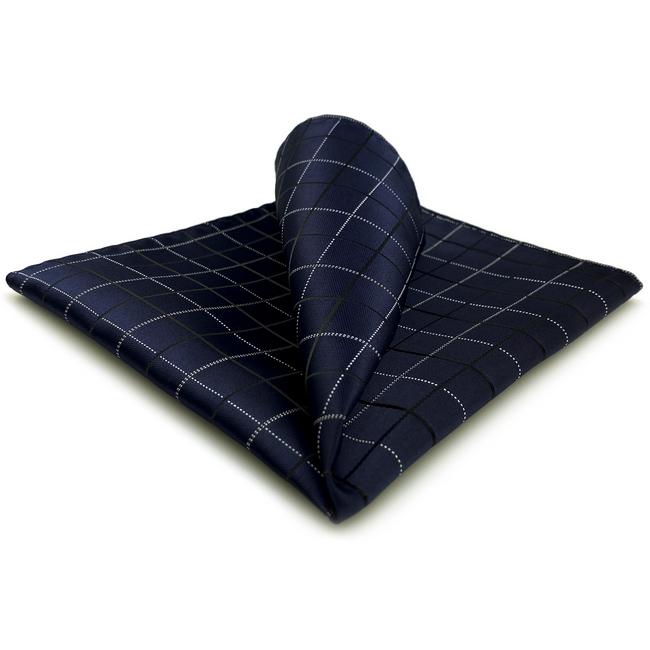 shlax & wing JH22 Navy Blue Checkes Mens Pocket Square Classic Business Hanky Brand New Dress Hanky Groom Rebajas de fin de temporada