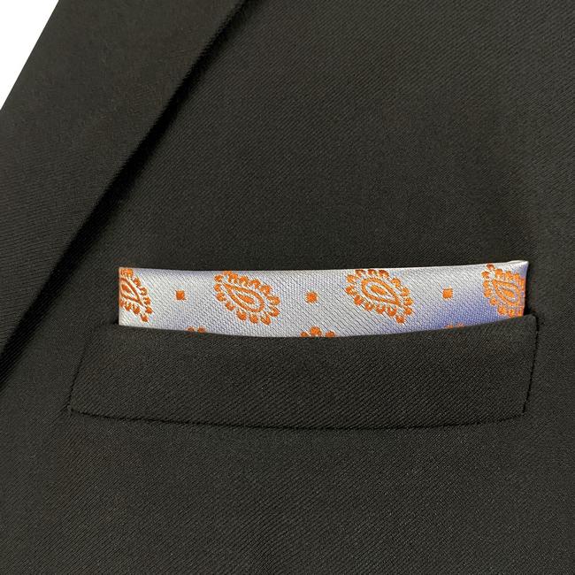 shlax & wing JH26 Light Gray Orange Paisley Mens Pocket Square Classic Business Handkerchief Fashion Wedding Hanky Devoluciones gratuitas