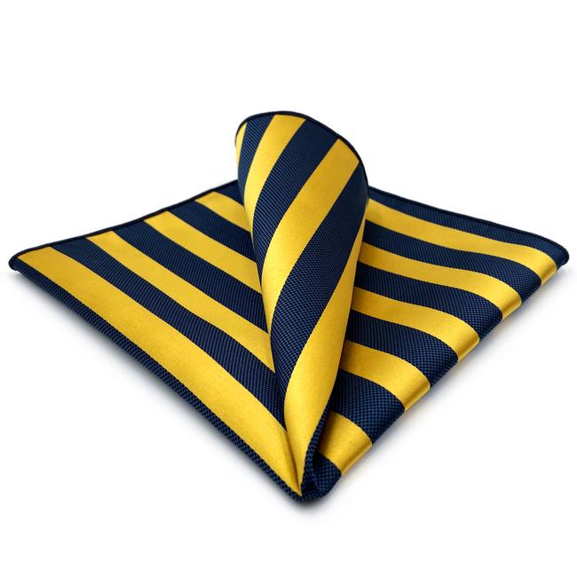 shlax & wing JH27 Wedding Gold Blue Striped Mens Pocket Square Fashion Wedding Hanky Party Classic Handkerchief 2025