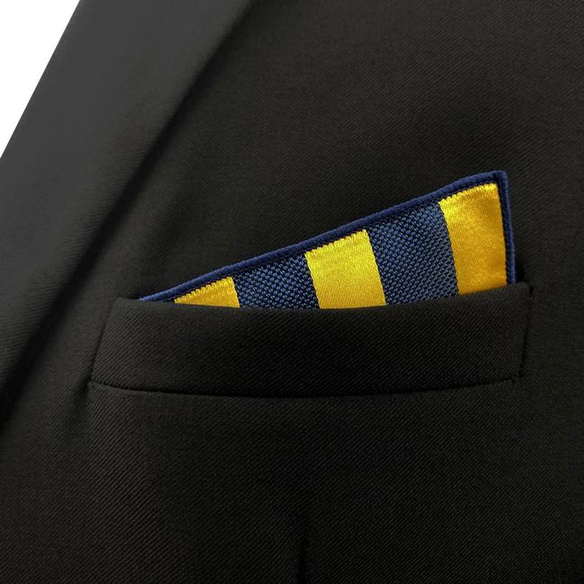 shlax & wing JH27 Wedding Gold Blue Striped Mens Pocket Square Fashion Wedding Hanky Party Classic Handkerchief 2025
