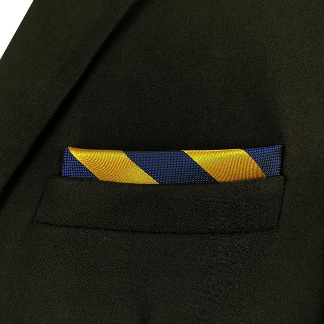 shlax & wing JH27 Wedding Gold Blue Striped Mens Pocket Square Fashion Wedding Hanky Party Classic Handkerchief 2025