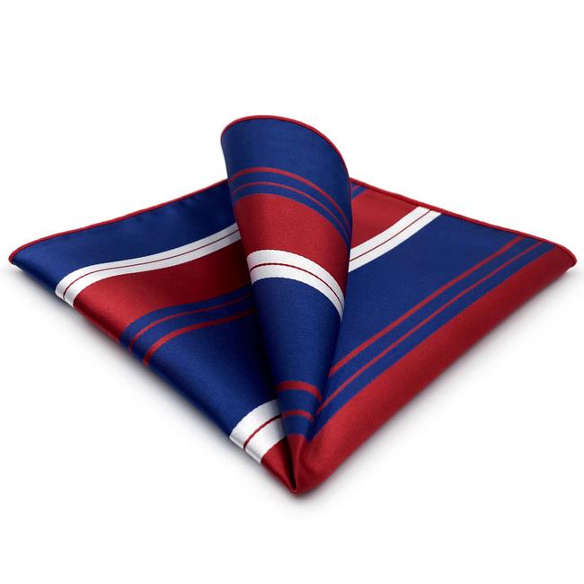 shlax & wing JH29 Blue Red White Striped Mens Pocket Square Wedding Fashion Handkerchief Party Gift Hanky Unique Dress En línea