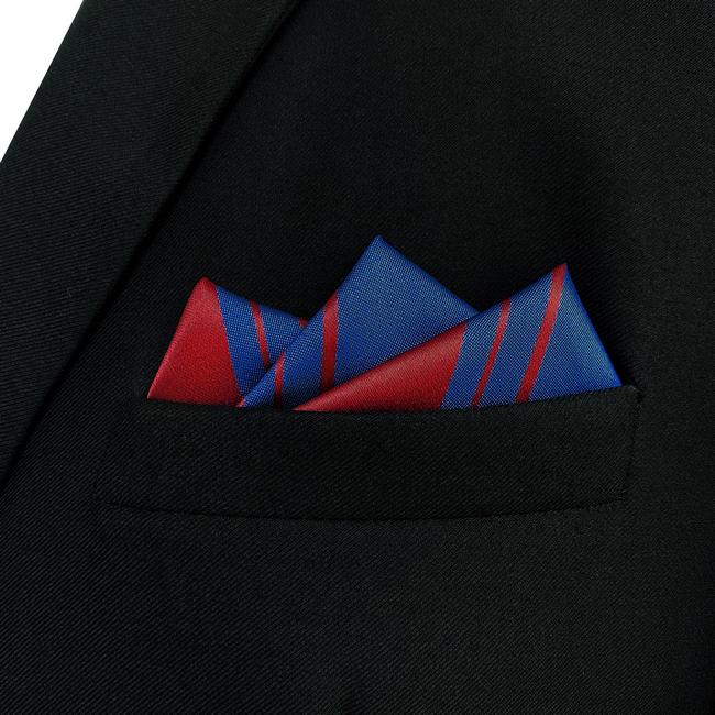 shlax & wing JH29 Blue Red White Striped Mens Pocket Square Wedding Fashion Handkerchief Party Gift Hanky Unique Dress En línea