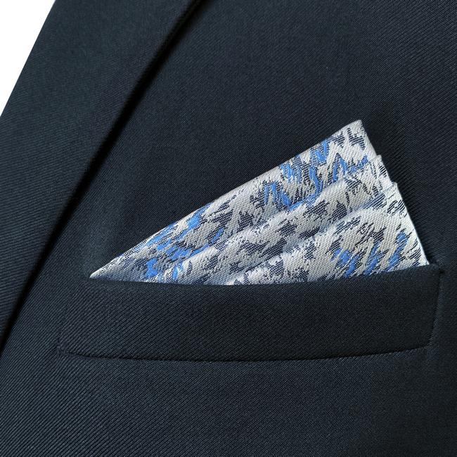 shlax & wing JH3 Light Gray Blue Geometric Mens Pocket Square Fashion Party Handkerchief Wedding Business Hanky Outlet