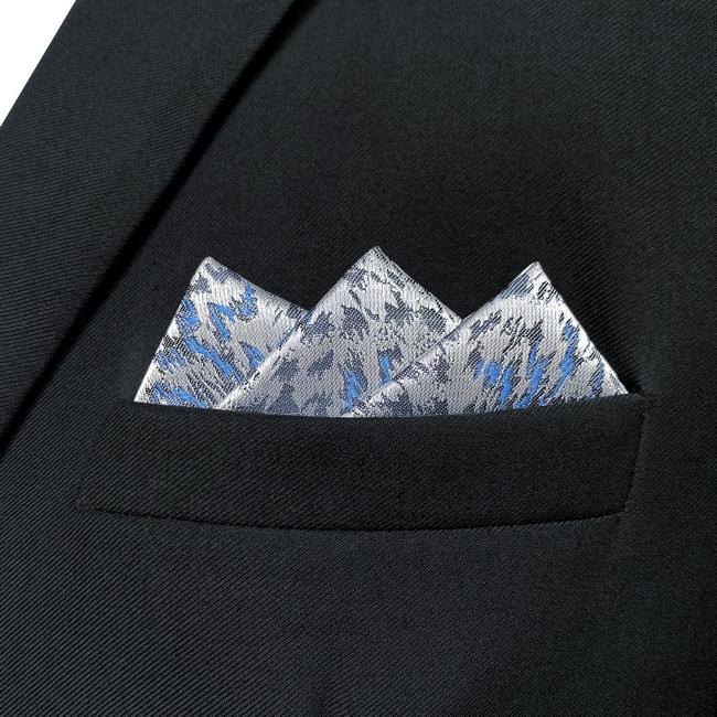 shlax & wing JH3 Light Gray Blue Geometric Mens Pocket Square Fashion Party Handkerchief Wedding Business Hanky Outlet