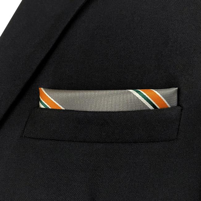 shlax & wing JH31 Dark Grey Orange Striped Mens Pocket Square Fashion Business Handkerchief Party Classic Hanky Groom Outlet online