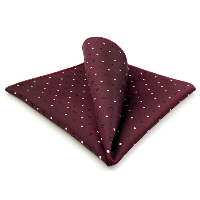 shlax & wing JH6 Burgundy Maroon Polka Dots Mens Pocket Square Business Classic Handkerchief Fashion Wedding Hanky Gift Rebajas