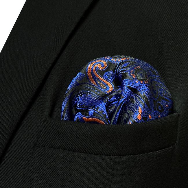 shlax & wing JH9 Blue Paisley Mens Pocket Square Wedding Fashion Handkerchief Party Business Classic Hanky Accessories Venta caliente