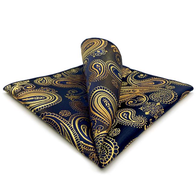 shlax & wing UH10 Paisley Multi-color Gold Blue Navy Pocket Square Mens Neckties Jacquard Woven Rebajas baratas