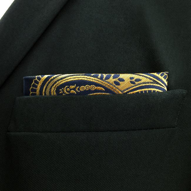 shlax & wing UH10 Paisley Multi-color Gold Blue Navy Pocket Square Mens Neckties Jacquard Woven Rebajas baratas
