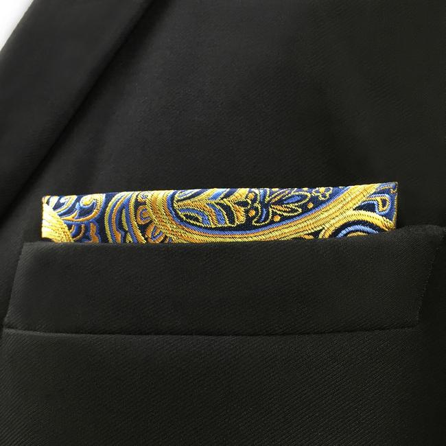 shlax & wing UH13 Paisley Blue Yellow Pink Pocket Square Mens Neckties Jacquard Woven Hanky Rebajas de fábrica