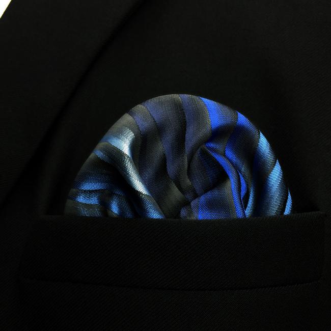 shlax & wing UH23 Blue Ripple Fashion Classic Handkerchief Silk Dress Hanky Mens Pocket Square Los más vendidos