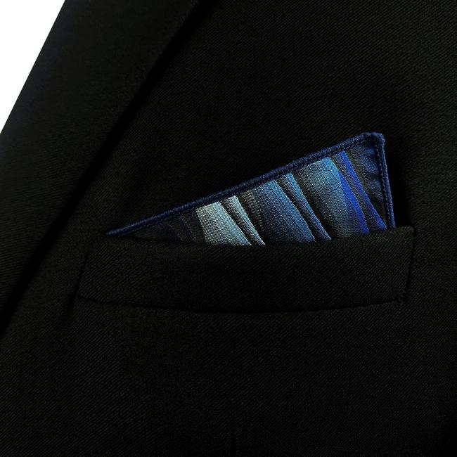 shlax & wing UH23 Blue Ripple Fashion Classic Handkerchief Silk Dress Hanky Mens Pocket Square Los más vendidos