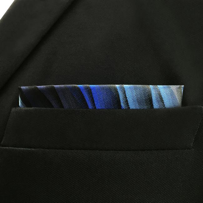 shlax & wing UH23 Blue Ripple Fashion Classic Handkerchief Silk Dress Hanky Mens Pocket Square Los más vendidos