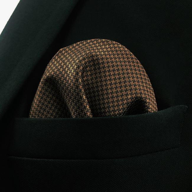 shlax & wing UH27 Khaki Houndstooth Mens Pocket Square Fashion Classic Handkerchief Silk Dress Hanky Tienda