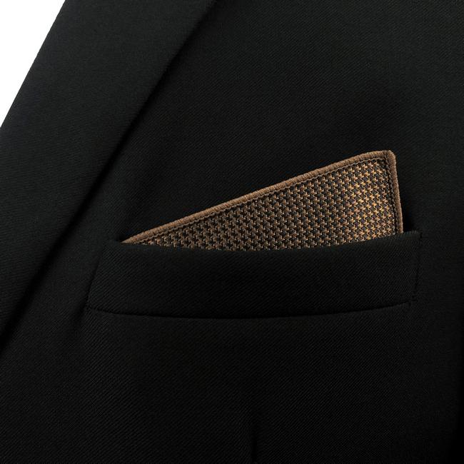shlax & wing UH27 Khaki Houndstooth Mens Pocket Square Fashion Classic Handkerchief Silk Dress Hanky Tienda