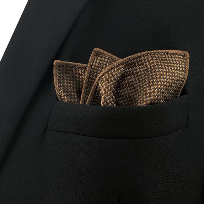 shlax & wing UH27 Khaki Houndstooth Mens Pocket Square Fashion Classic Handkerchief Silk Dress Hanky Tienda