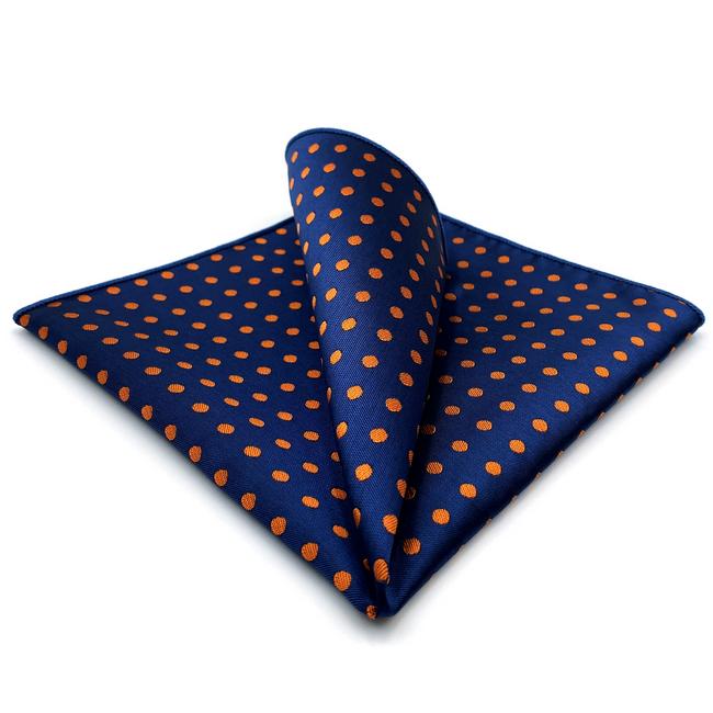 shlax & wing UH5 Navy orange Dots Mens Pocket Square Fashion Classic Handkerchief Silk Dress Hanky Mejor oferta
