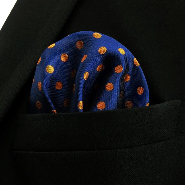 shlax & wing UH5 Navy orange Dots Mens Pocket Square Fashion Classic Handkerchief Silk Dress Hanky Mejor oferta
